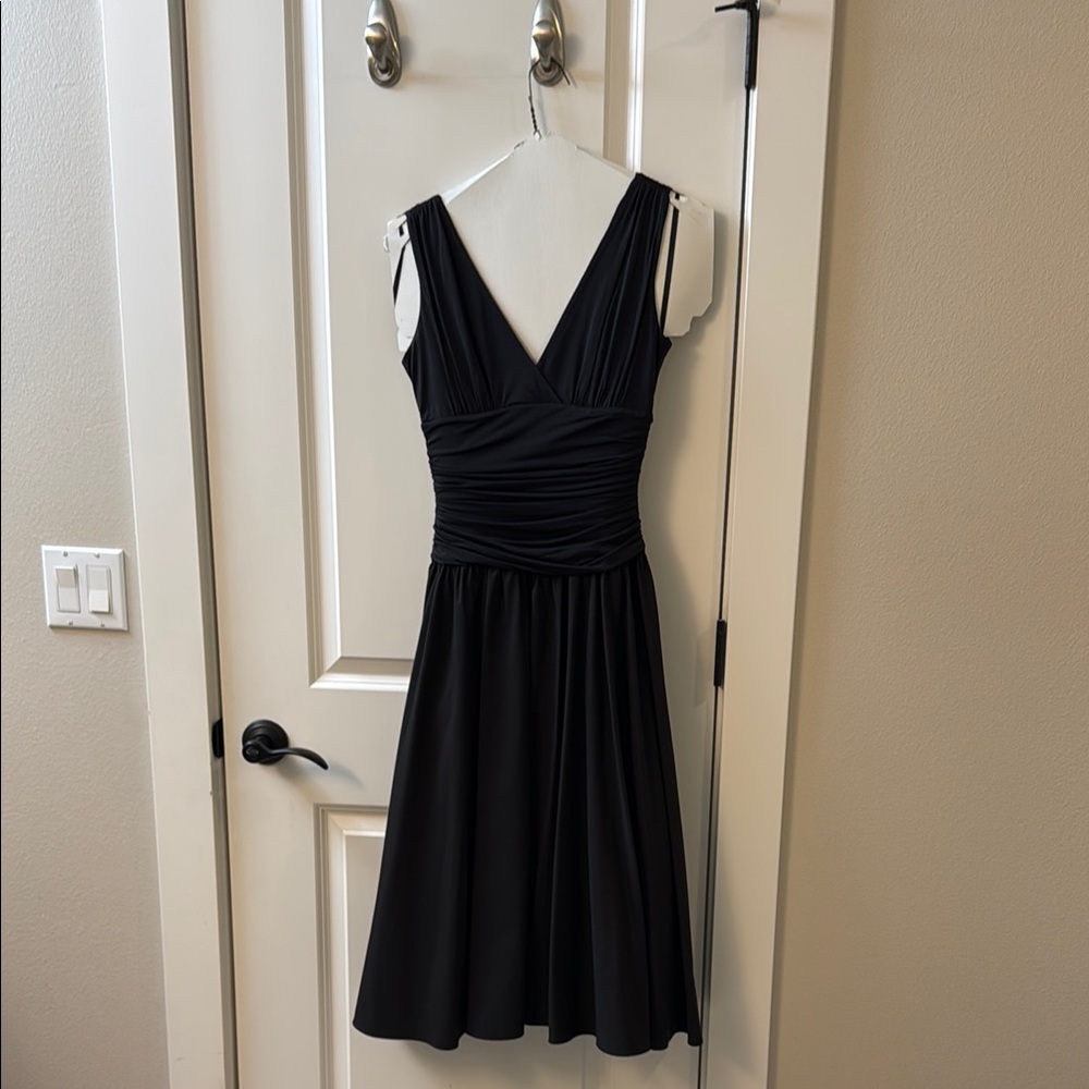 Black Sleeveless Dress with flattering V neck